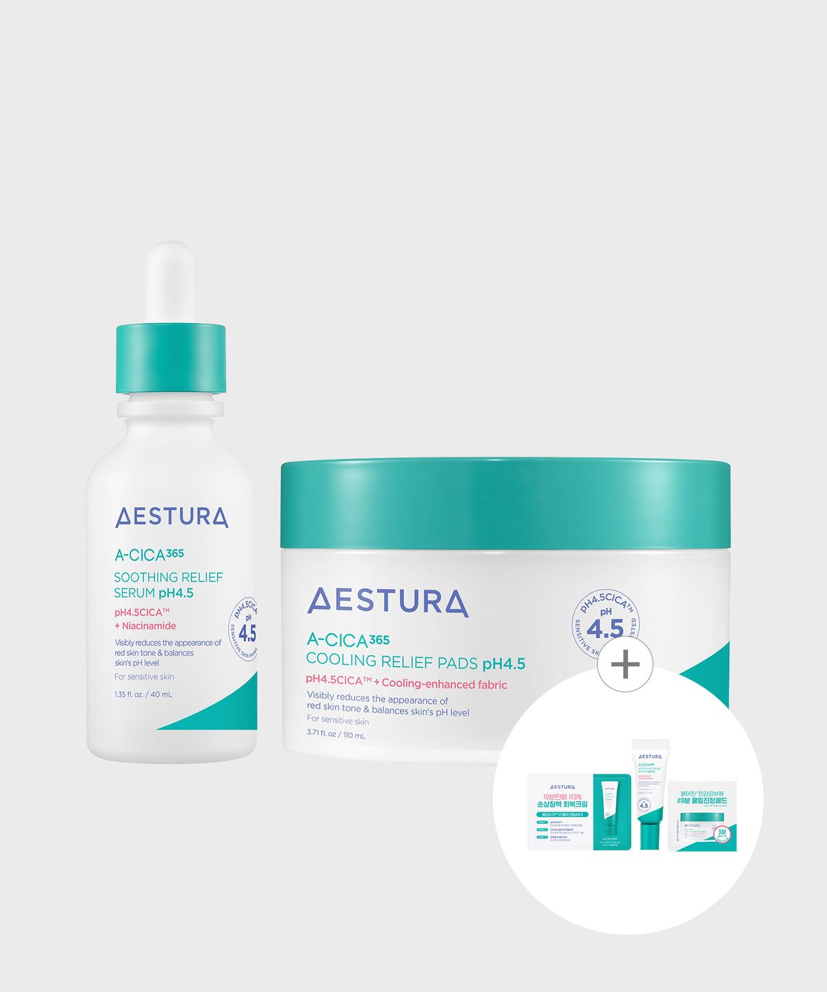 에스트라(AESTURA) 에이시카 365 흔적진정세럼 pH4.5  40ml  + 에이시카 365 쿨링팩패드 pH4.5  110ml