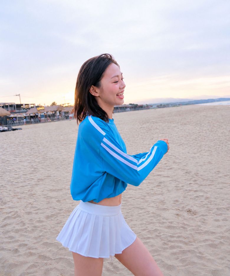 나인 스트링 크롭 긴팔 래쉬가드 수영복 3color