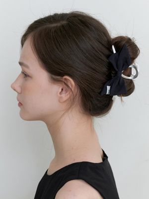 french ribbon silver claw - black