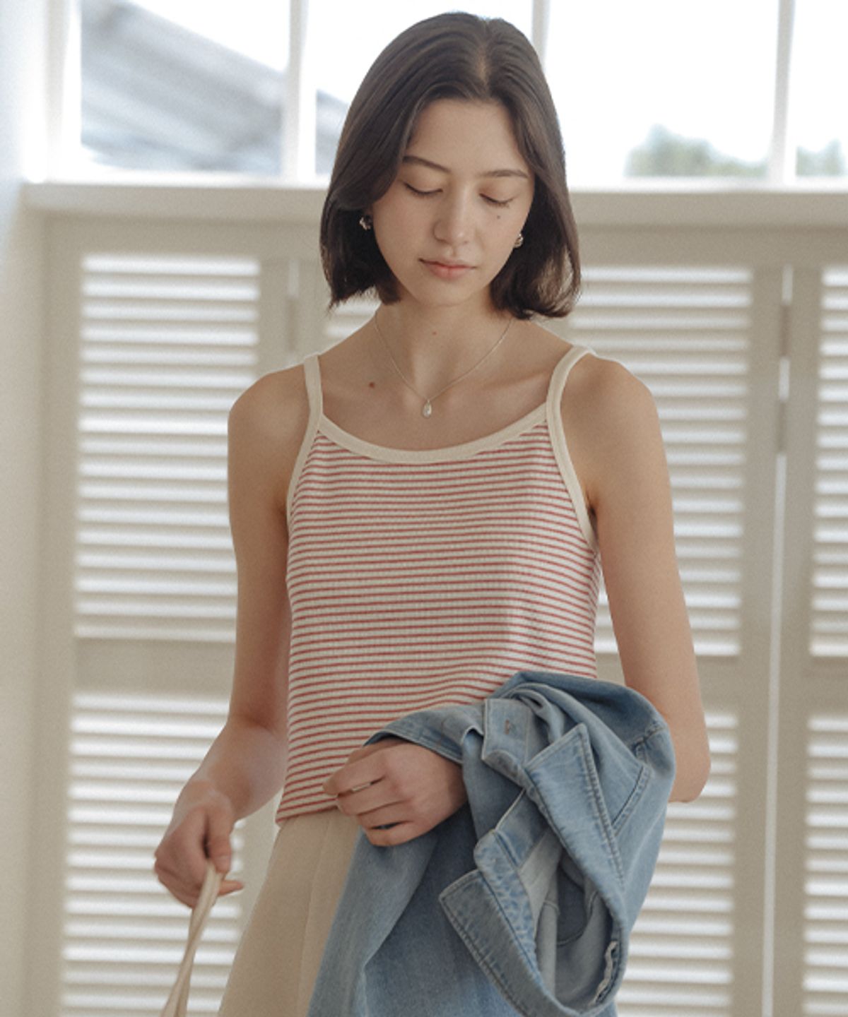 틸아이다이(TILL I DIE) Soft rib stripe sleeveless top_Red