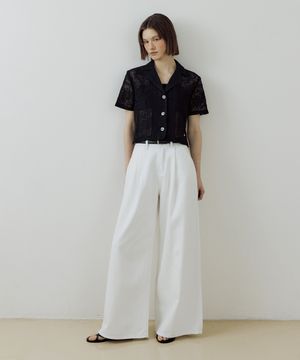 Pin tuck Ecru Denim Pants (white)