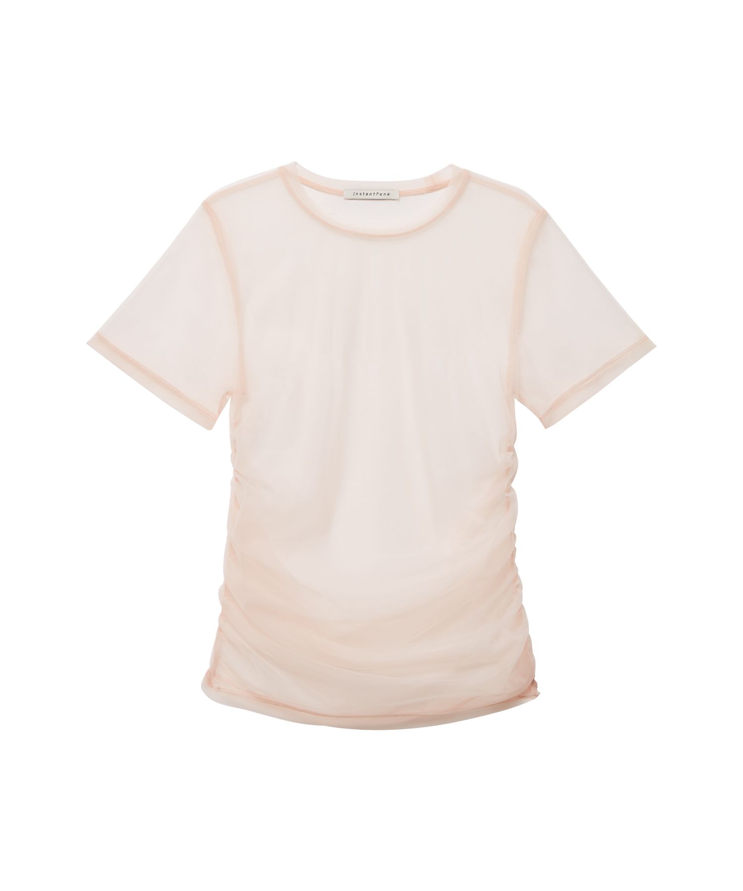 【INSTANTFUNK】MESH SHIRRING T-SHIRTS MUSINSA | INSTANTFUNK Mesh shirring t-shirt - pink