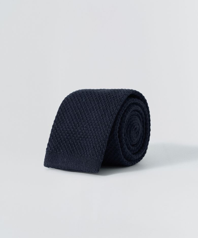 Classic Cotton Knit Tie_Navy