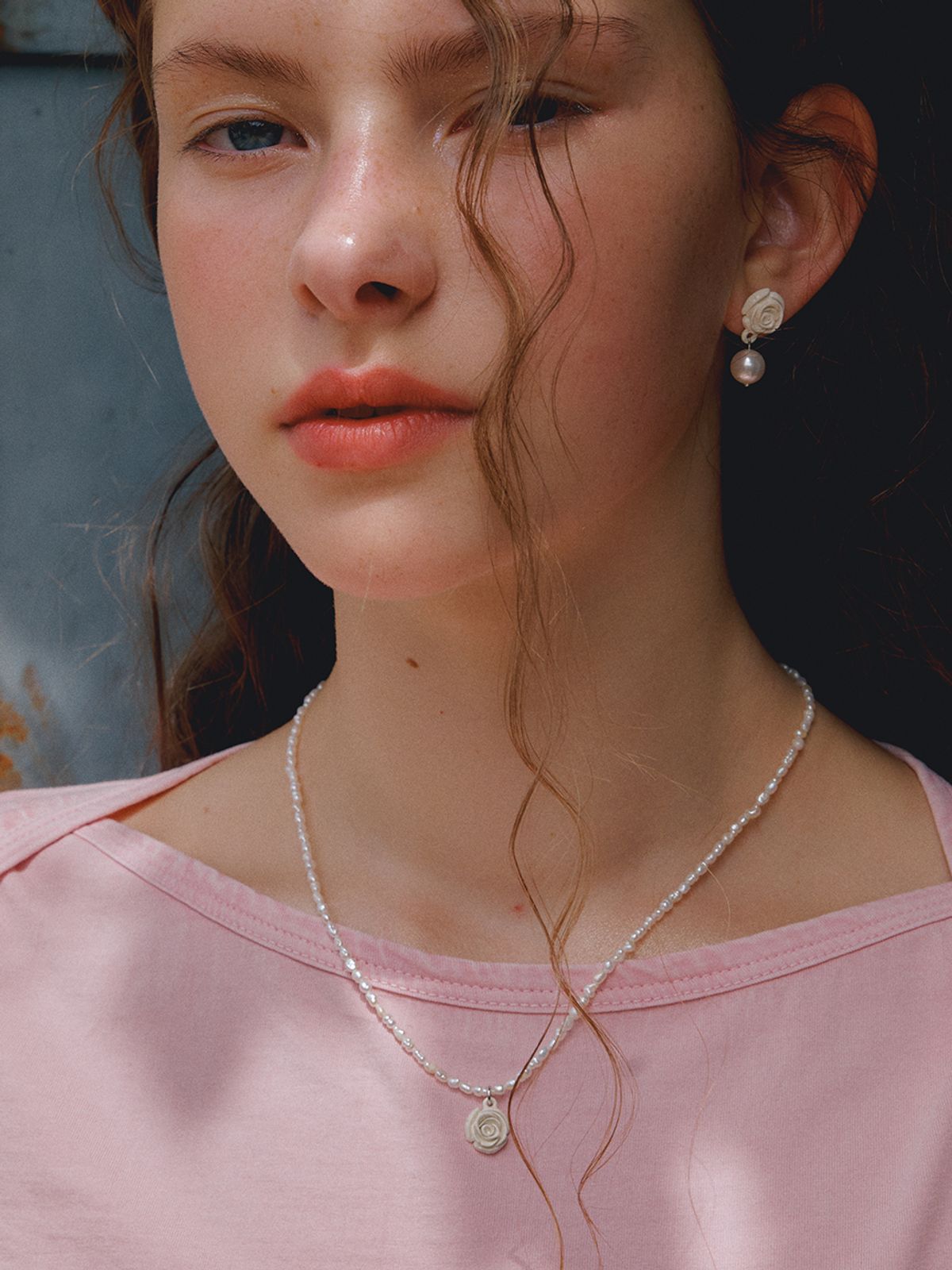 빈티지헐리우드(VINTAGE HOLLYWOOD) Petit Pearl Rose Necklace_VH2435NE009M