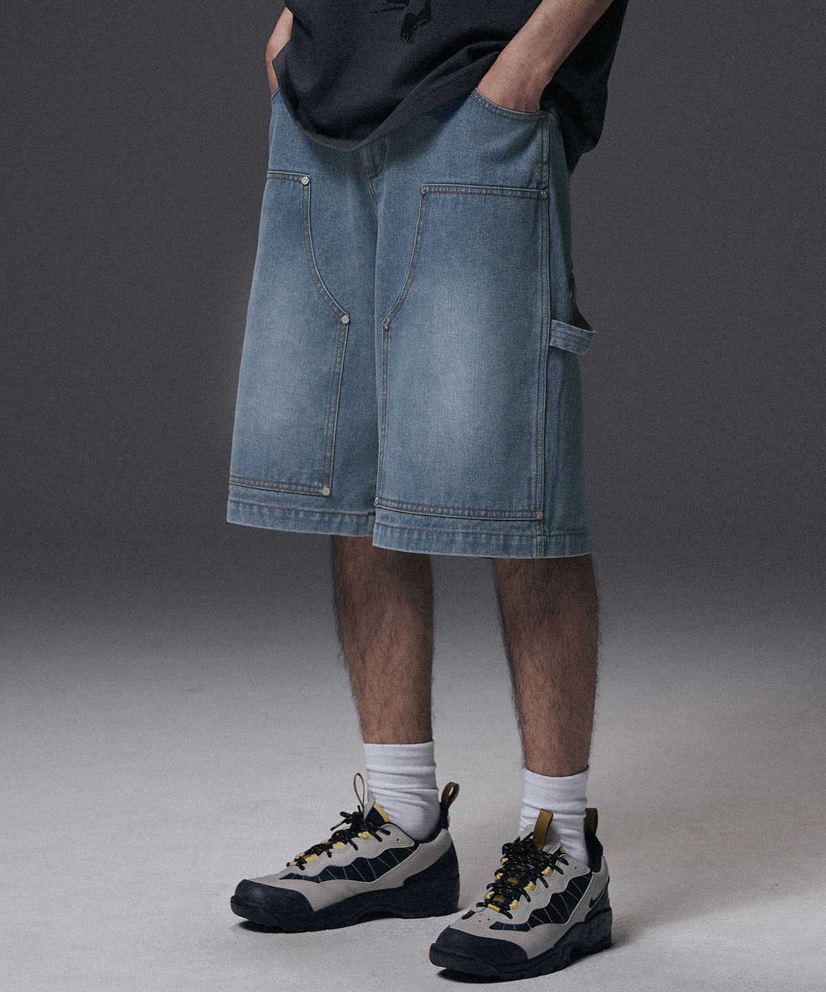 낫포너드(NOT4NERD) N4ND Carpenter Bermuda Denim Shorts - Deep Blue