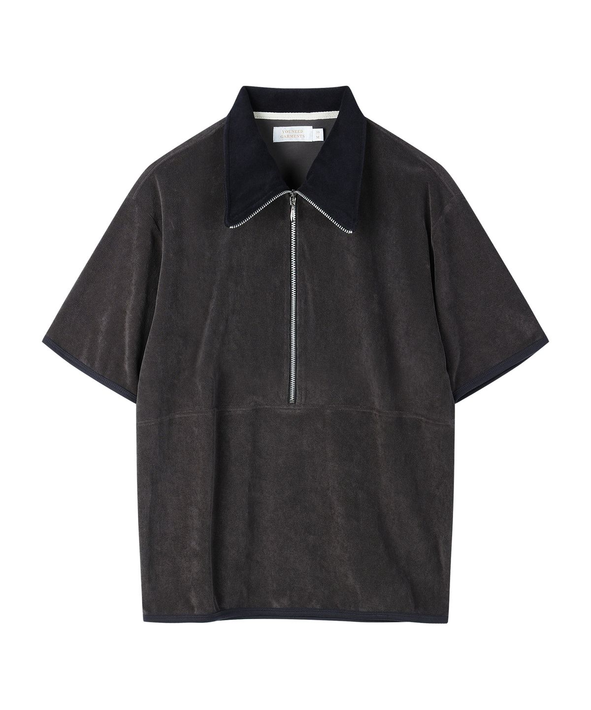 유니드가먼츠(YOUNEEDGARMENTS) 테리 하프 집 폴로 터틀넥 (차콜)