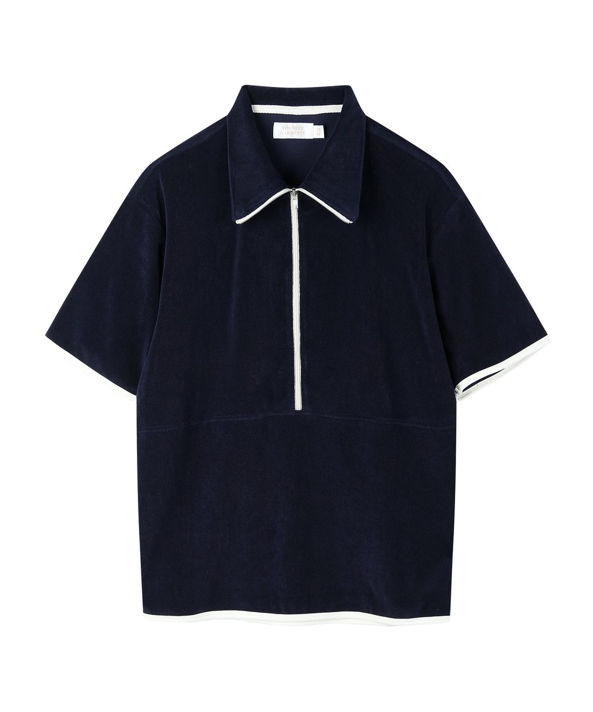 유니드가먼츠(YOUNEEDGARMENTS) 테리 s/s 하프 집 (네이비)