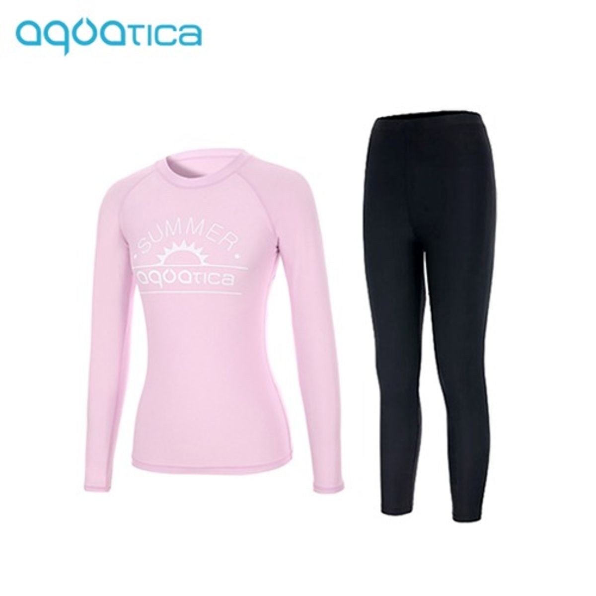 아쿠아티카(AQUATICA) 여성 래쉬가드 AQAWTS23002+워터레깅스 BK세트