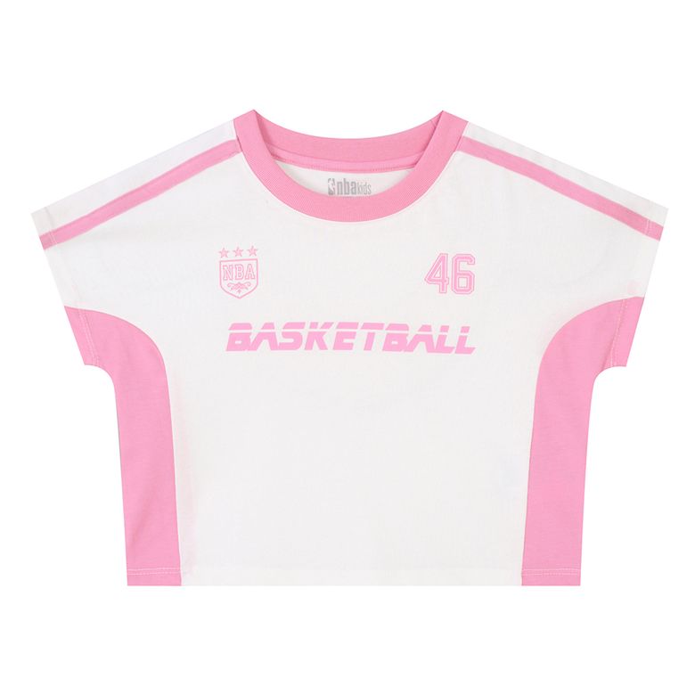 여아 컬러블록 반소매 크롭티셔츠(K242TS660P) 화이트