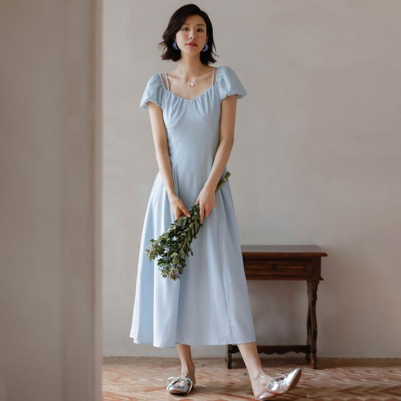 LS_Off shoulder slim waist dress