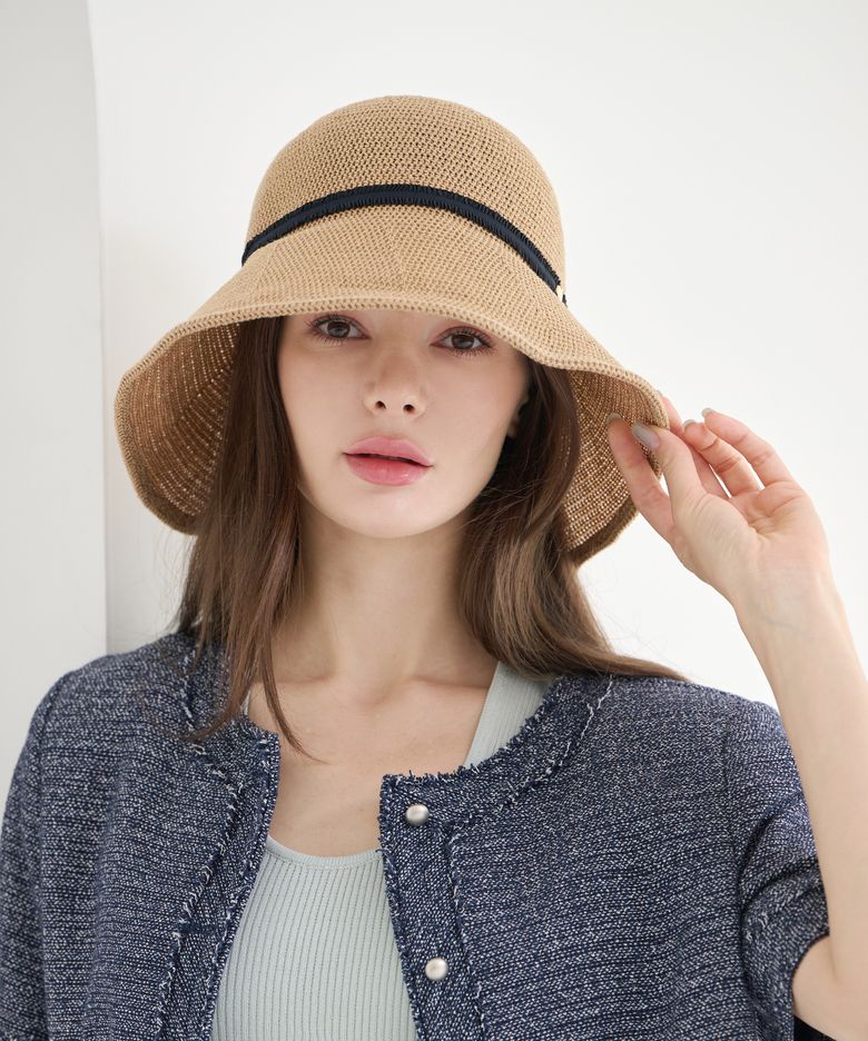 리본 와이드 보닛햇 CF081HT068