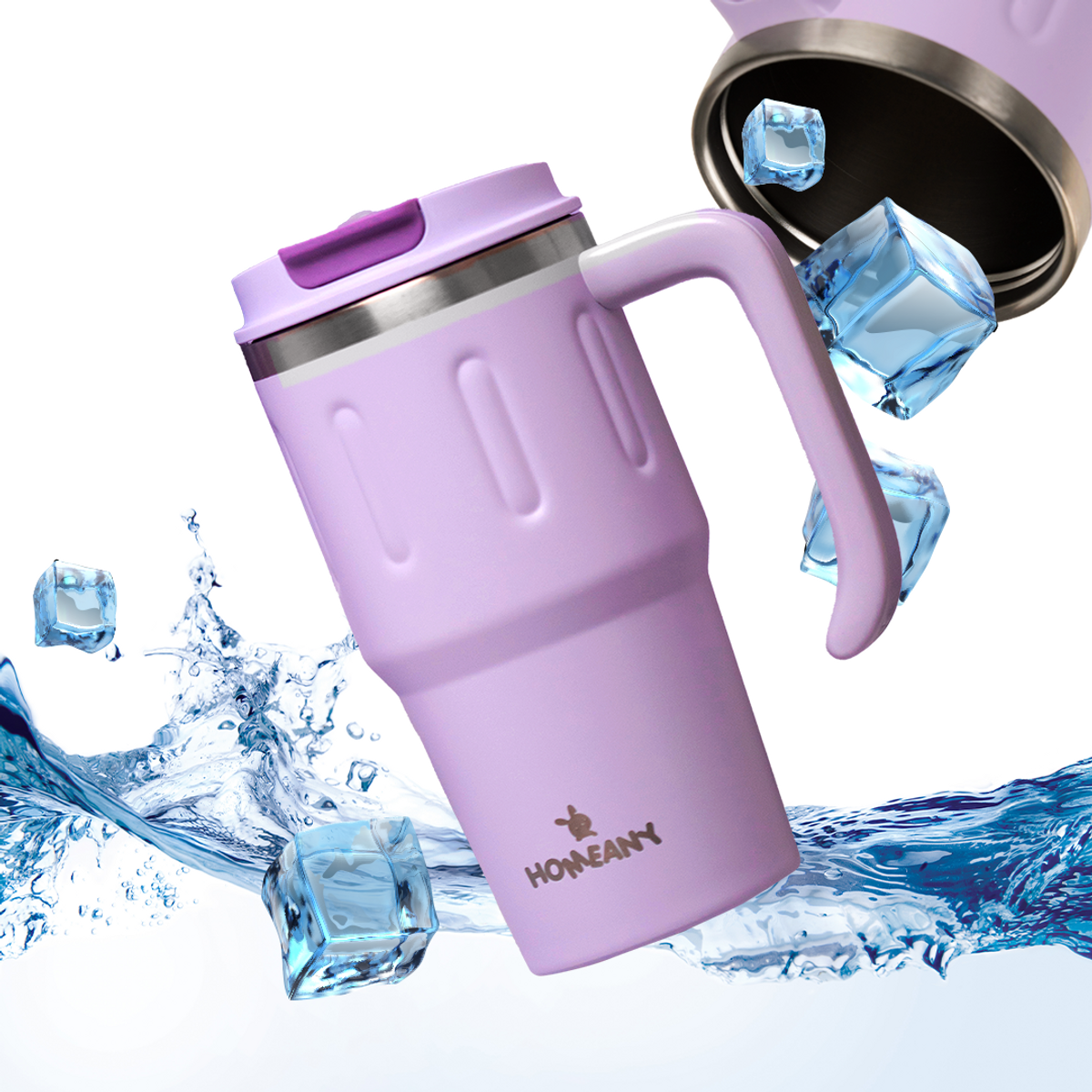 홈애니(HOMEANY) 퀜처 엑티브 손잡이 텀블러 650ml/900ml 블랙 아이보리 스카이블루 파스텔퍼플 택1