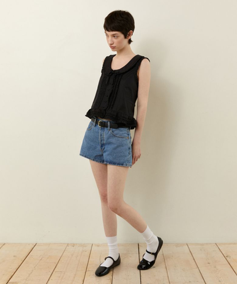 VINTAGE FLORAL COLLAR BLOUSE_BLACK