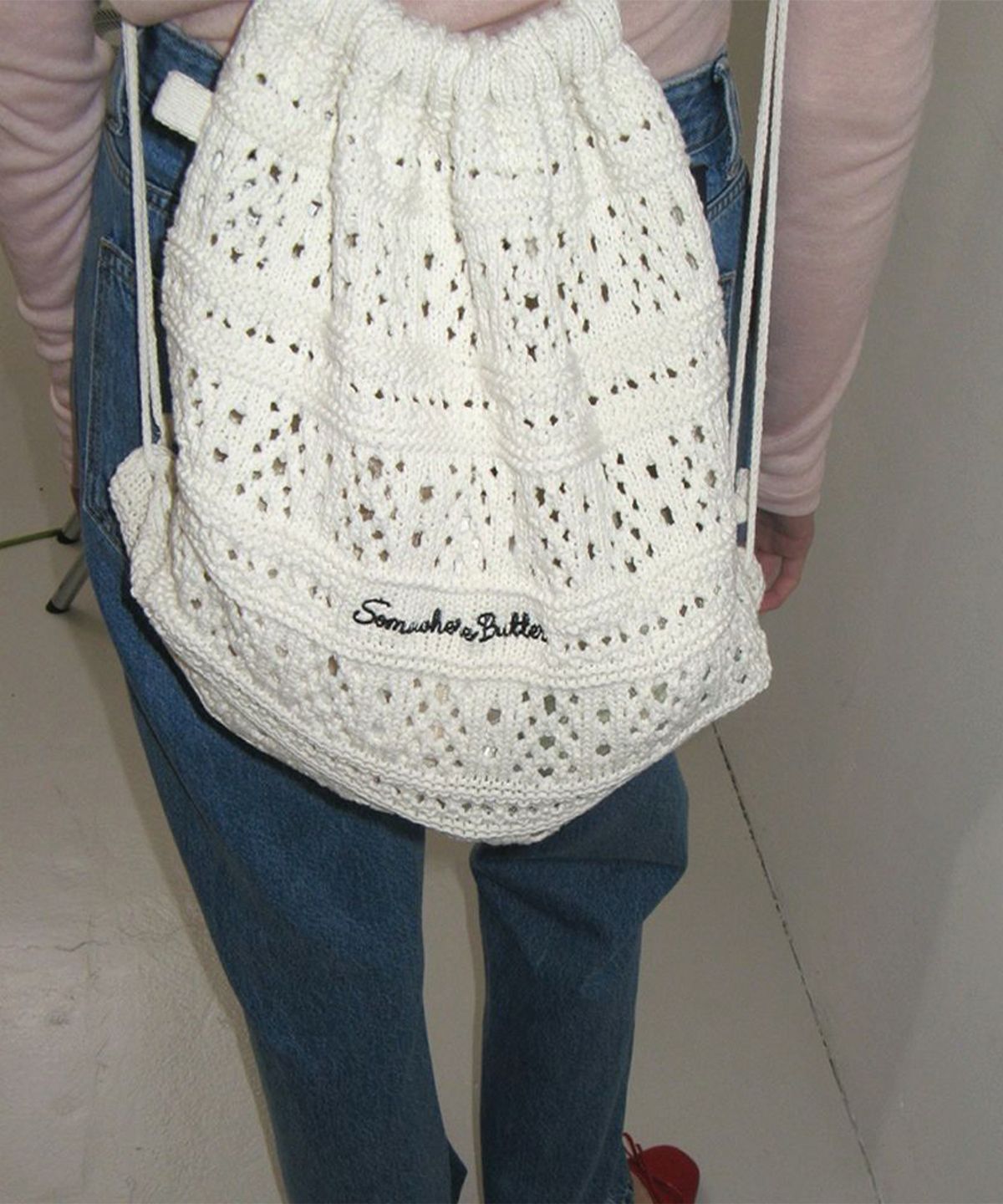 썸웨어버터(SOMEWHEREBUTTER) Yogurt Knit String Bag - 4color