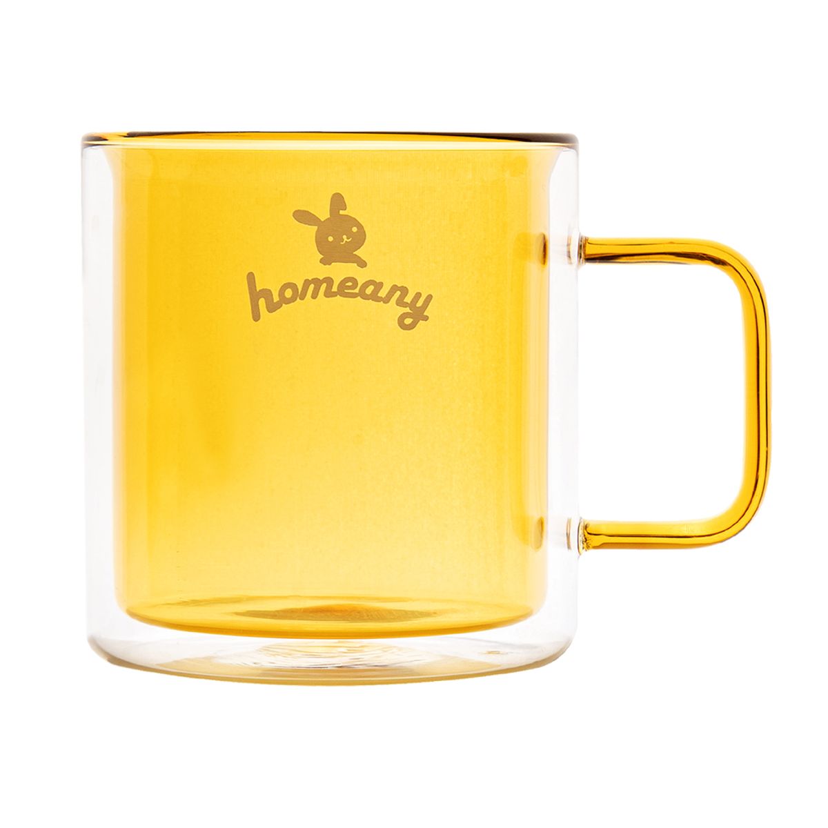 홈애니(HOMEANY) 더블월 컬러 이중 내열유리컵 380ml - 옐로우