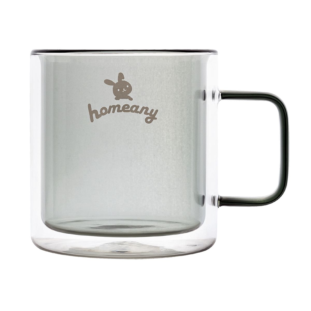 홈애니(HOMEANY) 더블월 컬러 이중 내열유리컵 380ml - 그레이