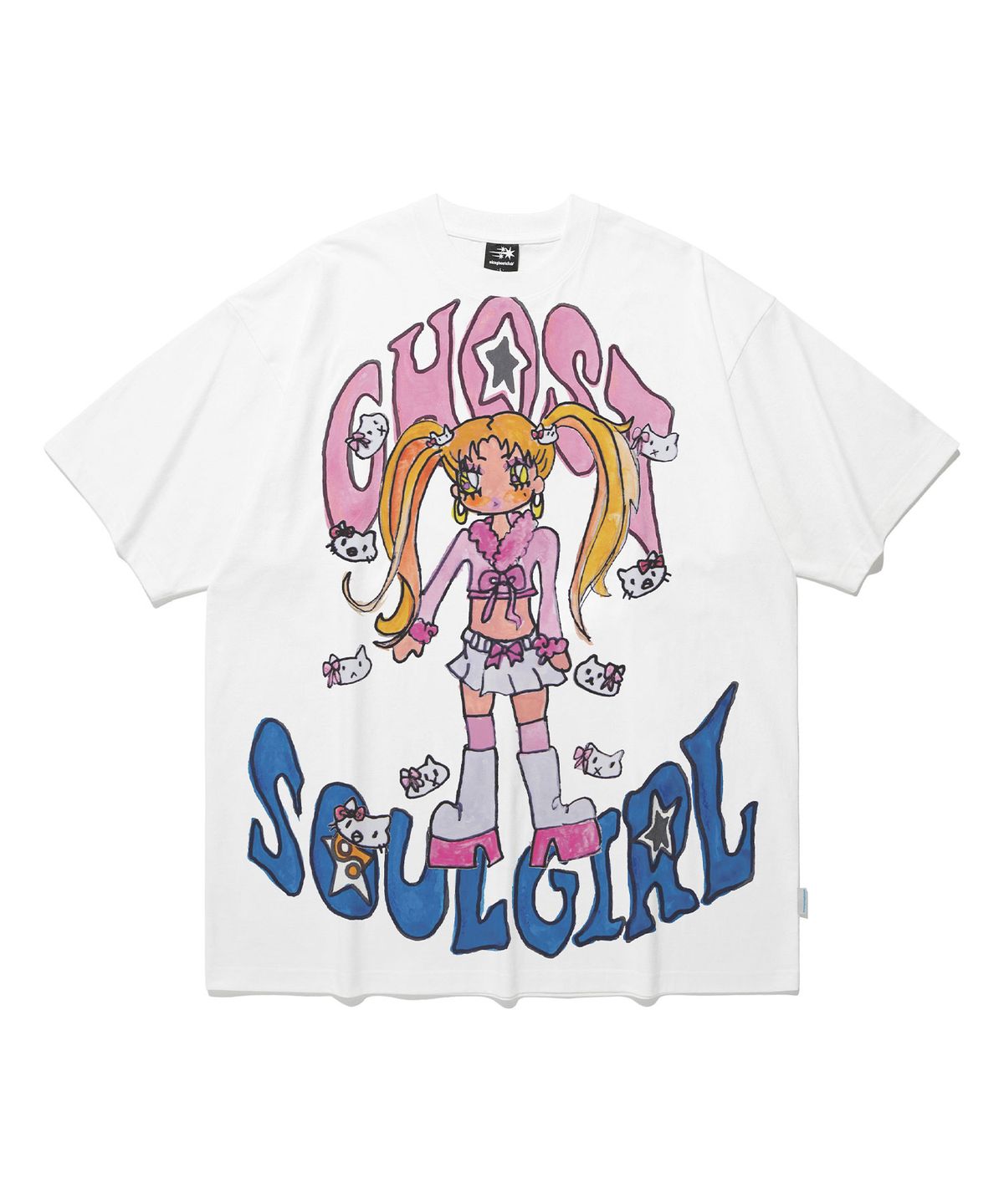 나이스고스트클럽(NICEGHOSTCLUB) [X SOULPUSSSY CAT]GHOSTSOULGIRL GYARU BIG BIG TEE_WHITE(NG2FMUT510A)