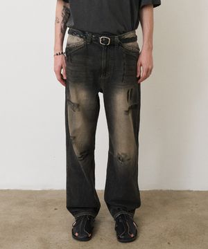 vintage washing denim pants (charcoal)