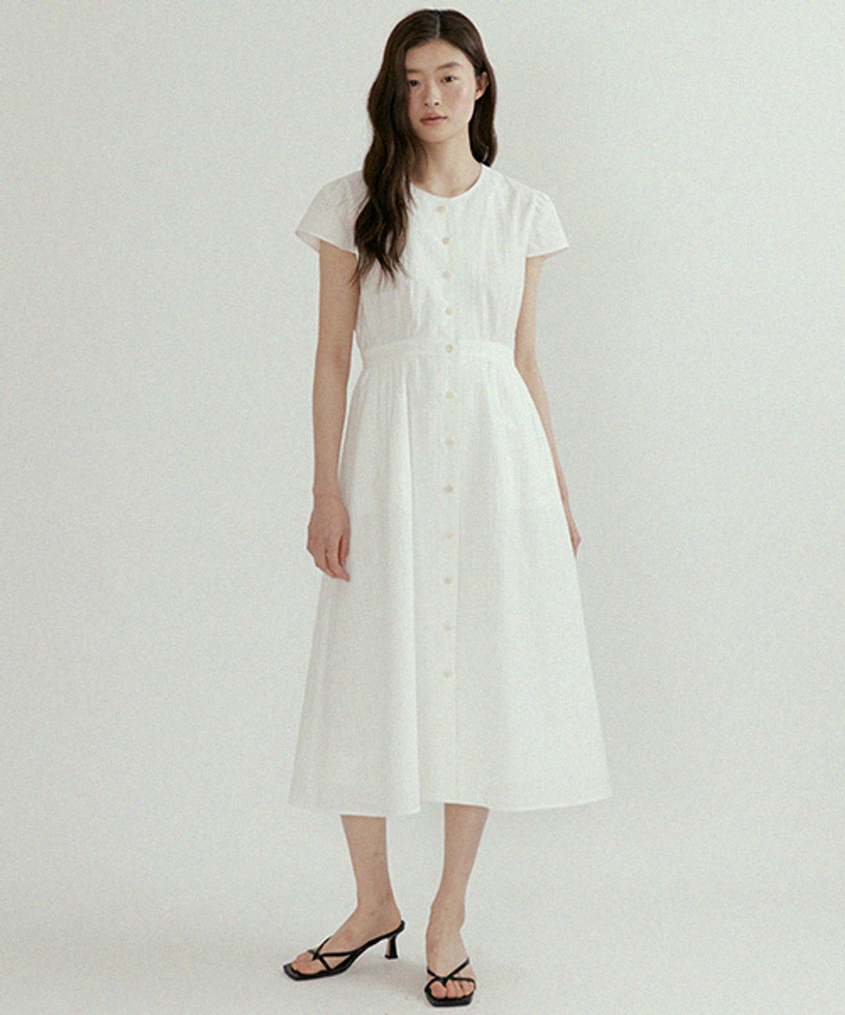 링서울(LINGSEOUL) button shirring dress-ivory