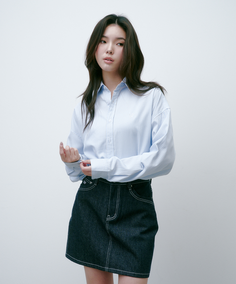 SAC 로고 오버핏 스트라이프 셔츠 스카이블루 4W2417002