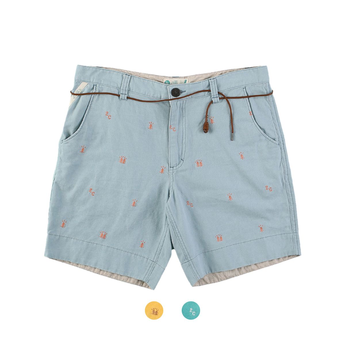 세컨드 코너(SECOND CORNER) 2C 남성 엠보 그래픽 캠퍼 스트릿 반바지 + 스트링 벨트. Liverpool