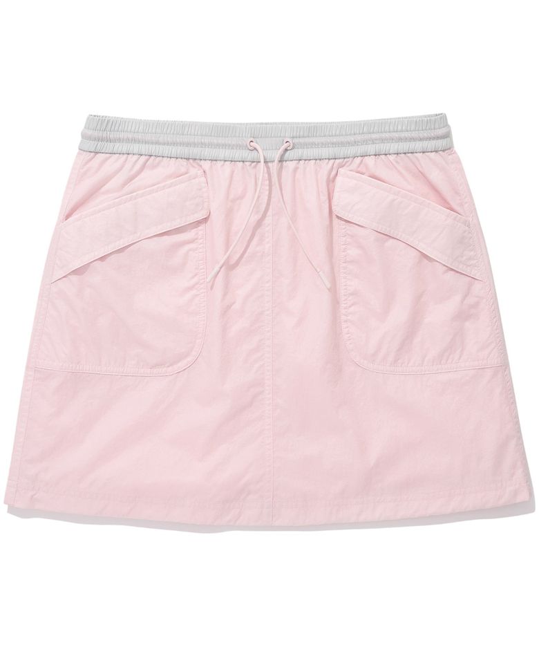 우먼 실키 나일론 벌룬 미니 스커트 Light Pink