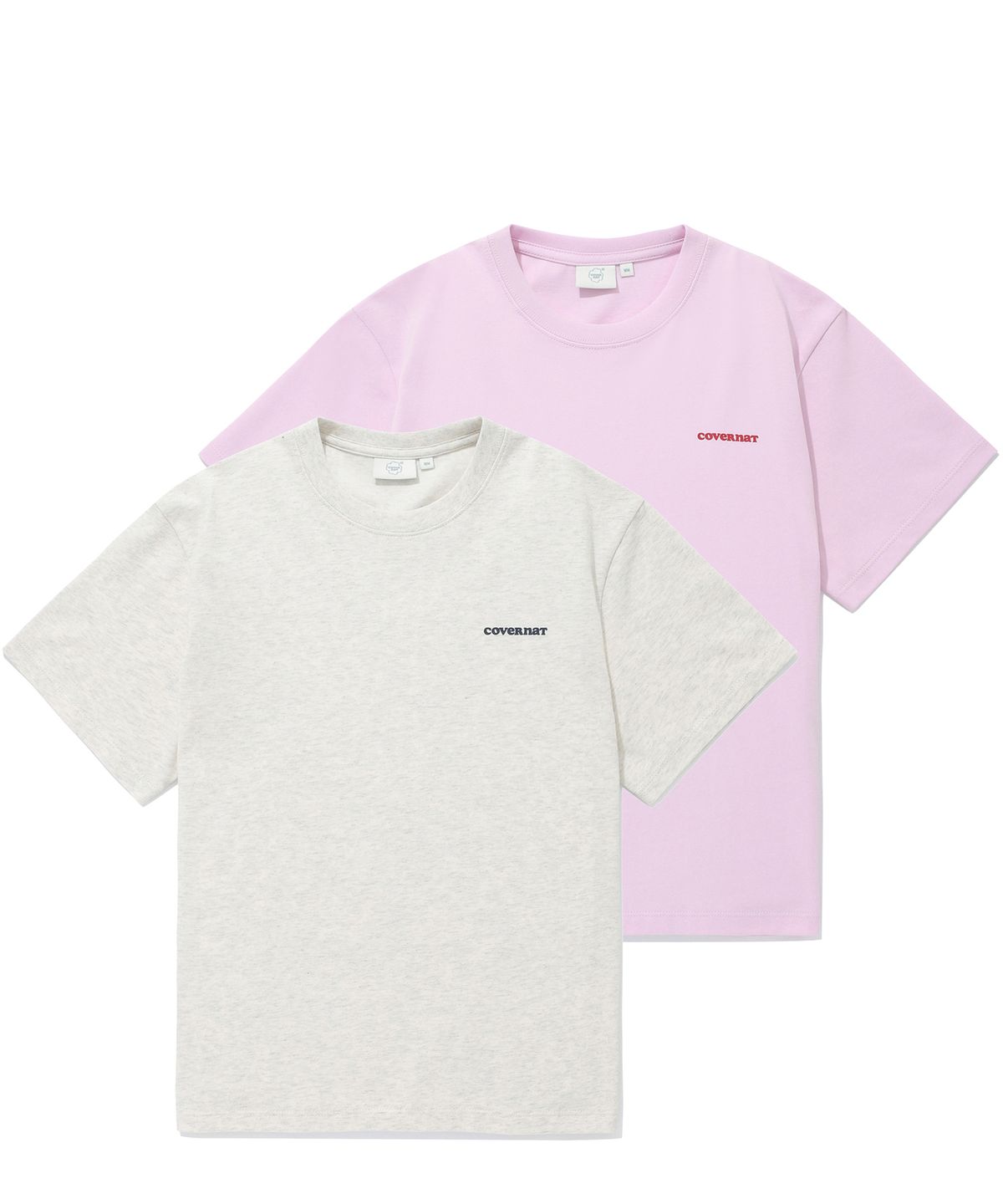 커버낫 우먼(COVERNAT WOMAN) [2PACK] 우먼 쿨 코튼 에센셜 티셔츠 Oatmeal+Soft Pink