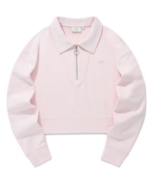 우먼 카라 하프 집업 맨투맨 Light Pink