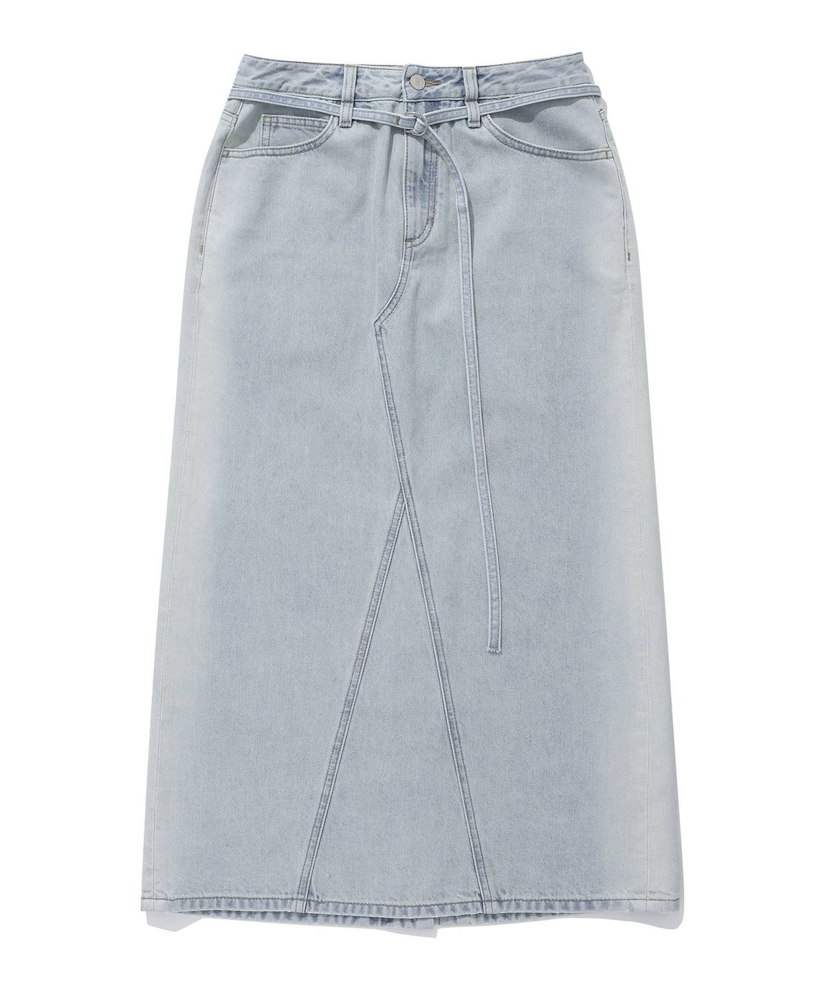 커버낫 우먼(COVERNAT WOMAN) 우먼 벨트 데님 롱 스커트 Light Blue