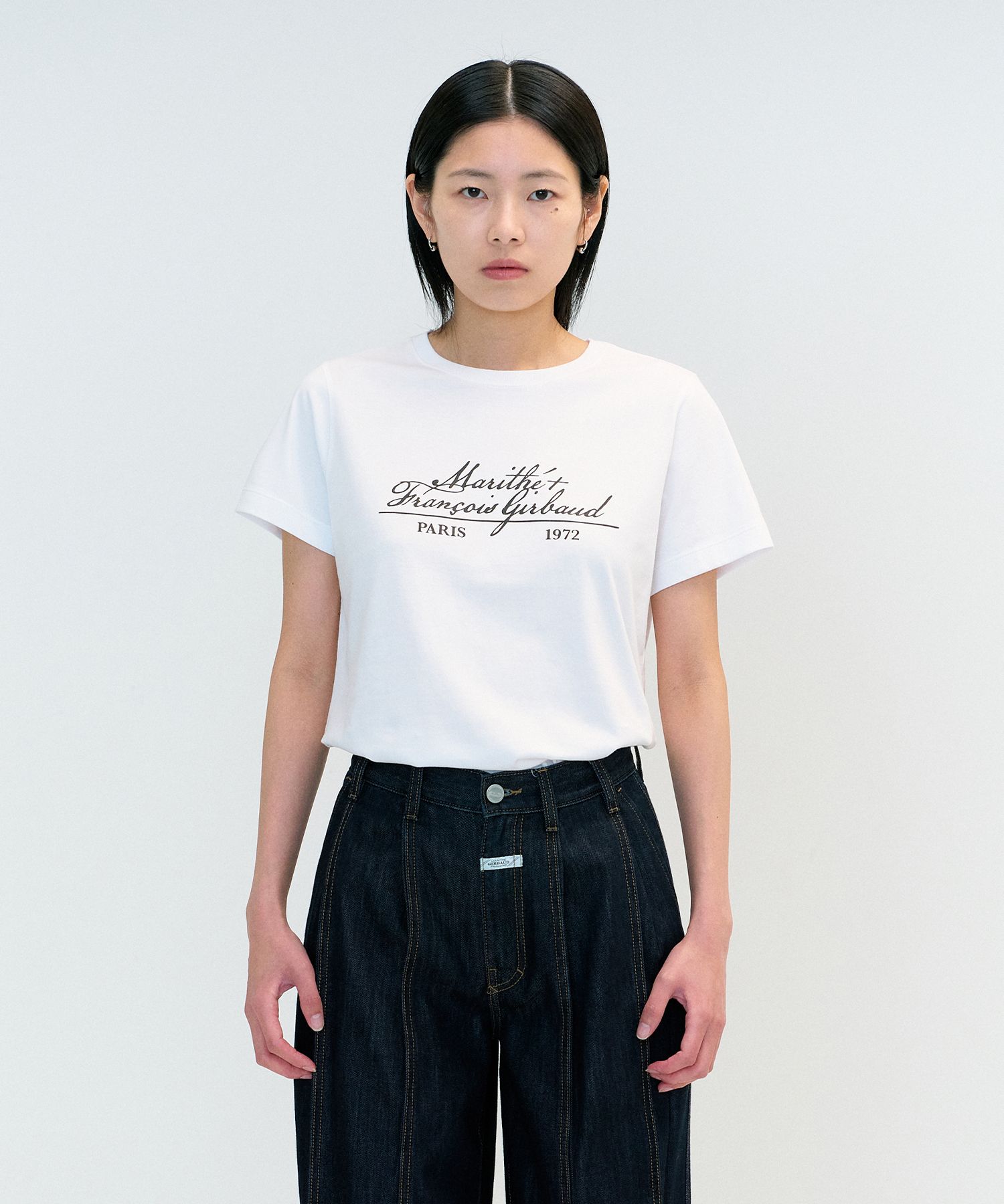さらに100円引き◆MARITHE◆CURSIVE LETTERING LOGO TEE MUSINSA | MARITHÉ W CURSIVE LETTERING LOGO TEE white