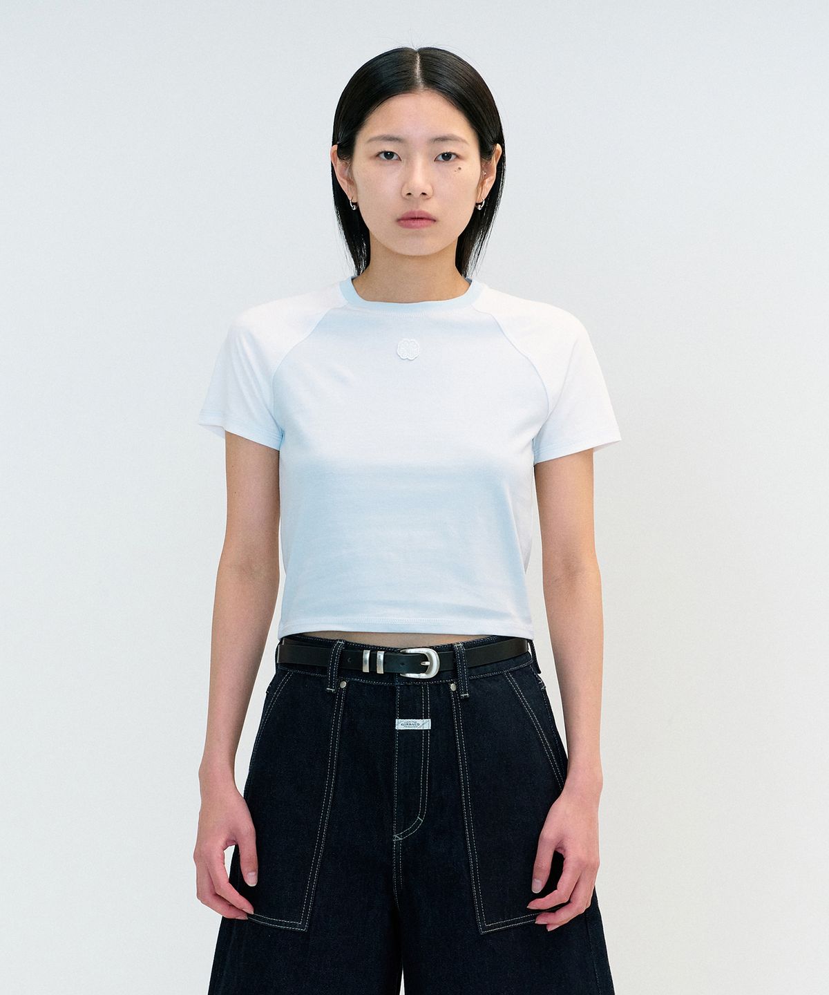 마리떼 프랑소와 저버(MARITHÉ + FRANҪOIS GIRBAUD) W RAGLAN STITCH CROP TEE light blue