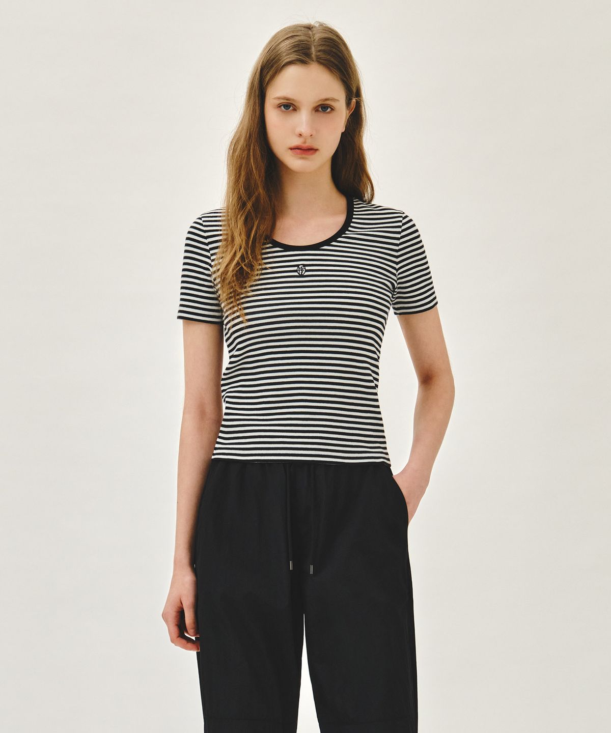 마리떼 프랑소와 저버(MARITHÉ + FRANҪOIS GIRBAUD) W DEEP NECK RINGER TEE black
