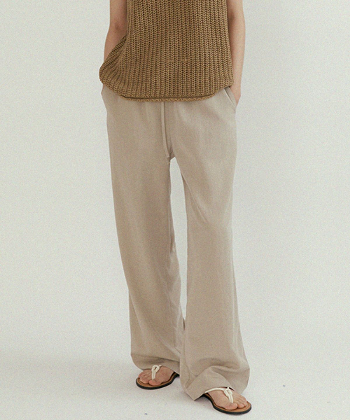 링서울(LINGSEOUL) tencel blended band pants-light khaki