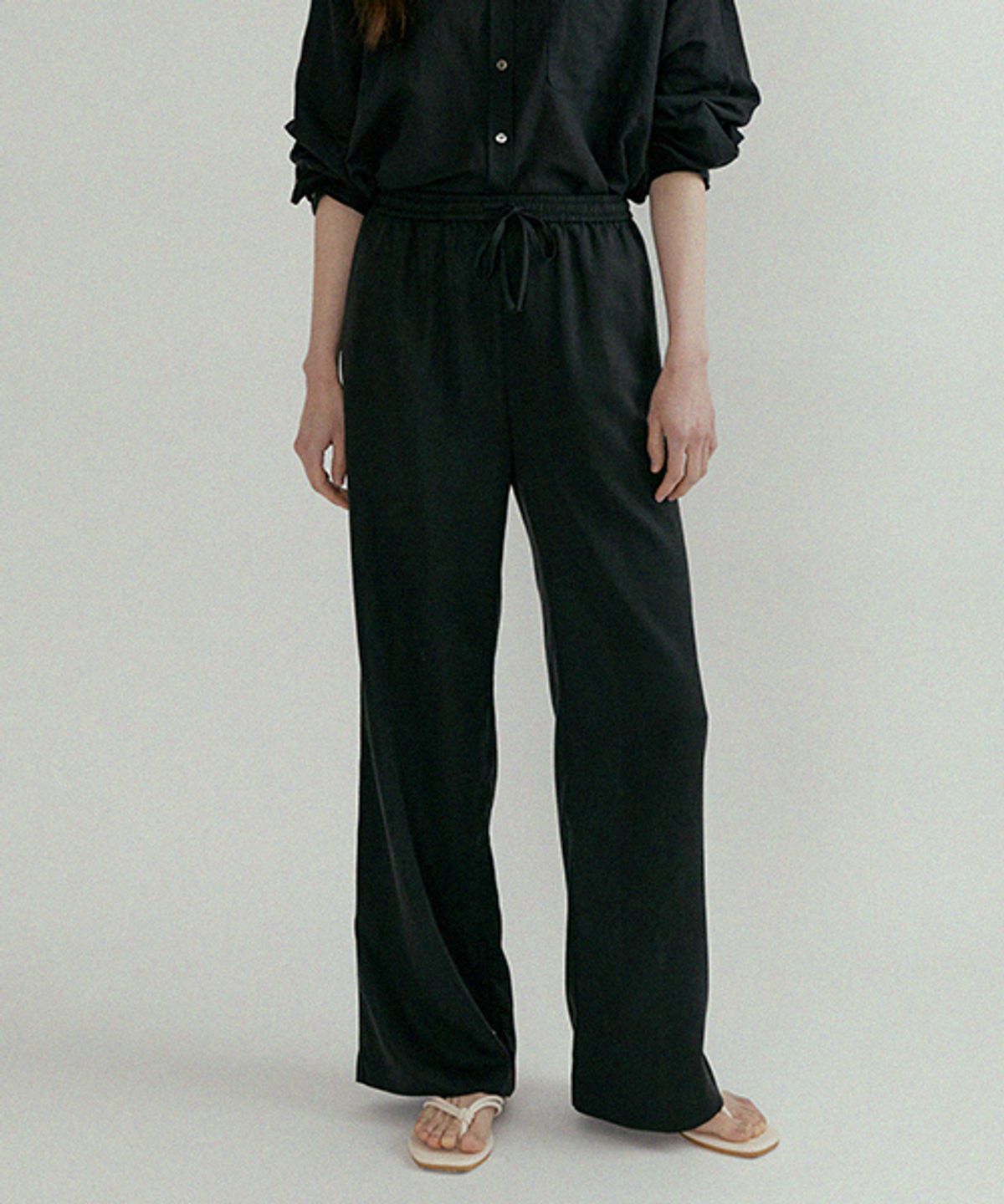 링서울(LINGSEOUL) tencel blended band pants-black