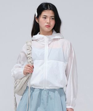 우먼 시어나일론 패커블 윈드브레이커 점퍼 White