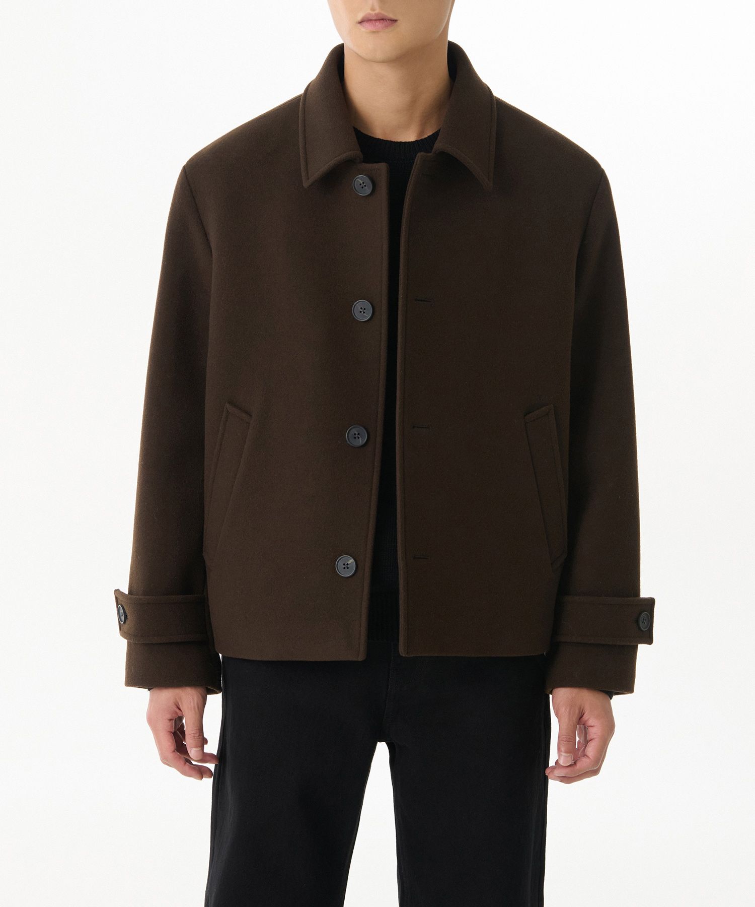 MUSINSA | MUSINSA STANDARD Wool Blend Oversized Short Balmacaan
