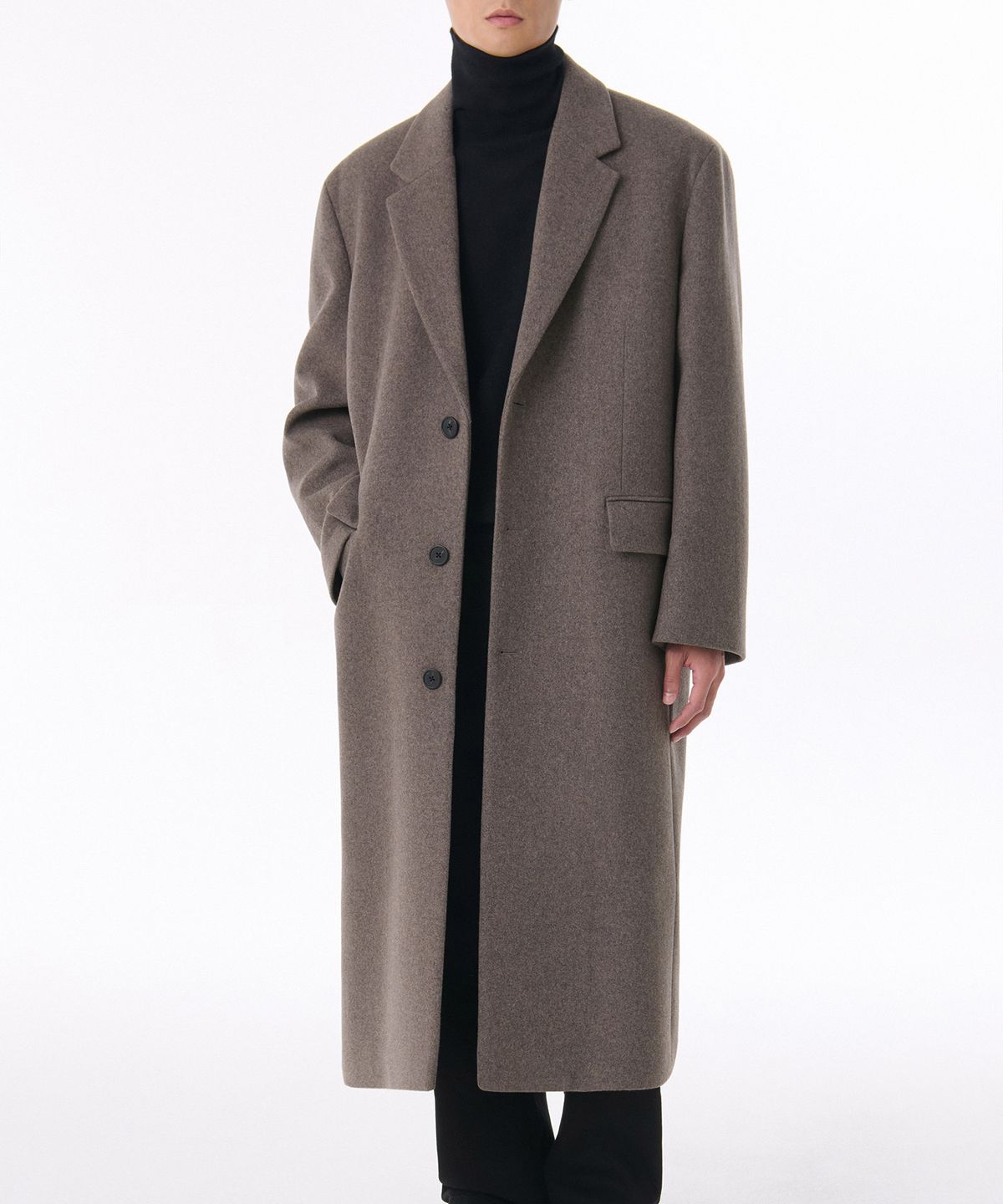 무신사 스탠다드(MUSINSA STANDARD) 울 블렌드 빅 대디 싱글 맥시 코트 [토프]