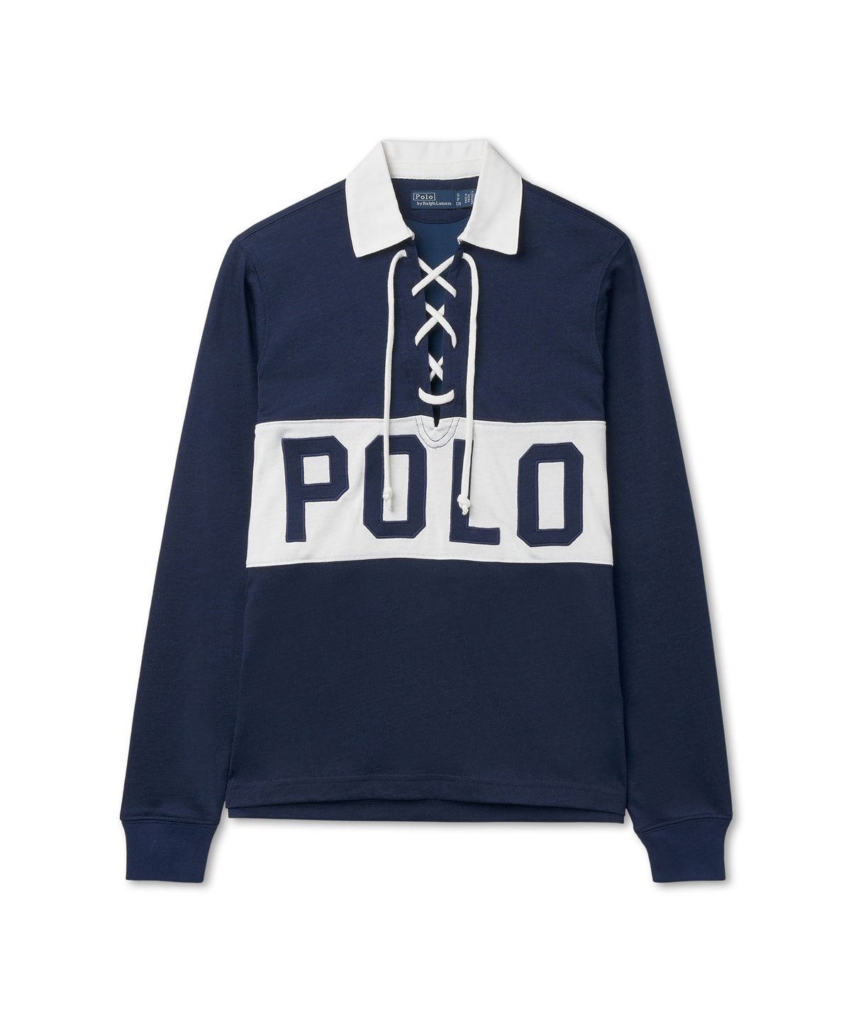 폴로 랄프 로렌(POLO RALPH LAUREN) W 레이스업 롱슬리브 폴로 셔츠 - 네이비