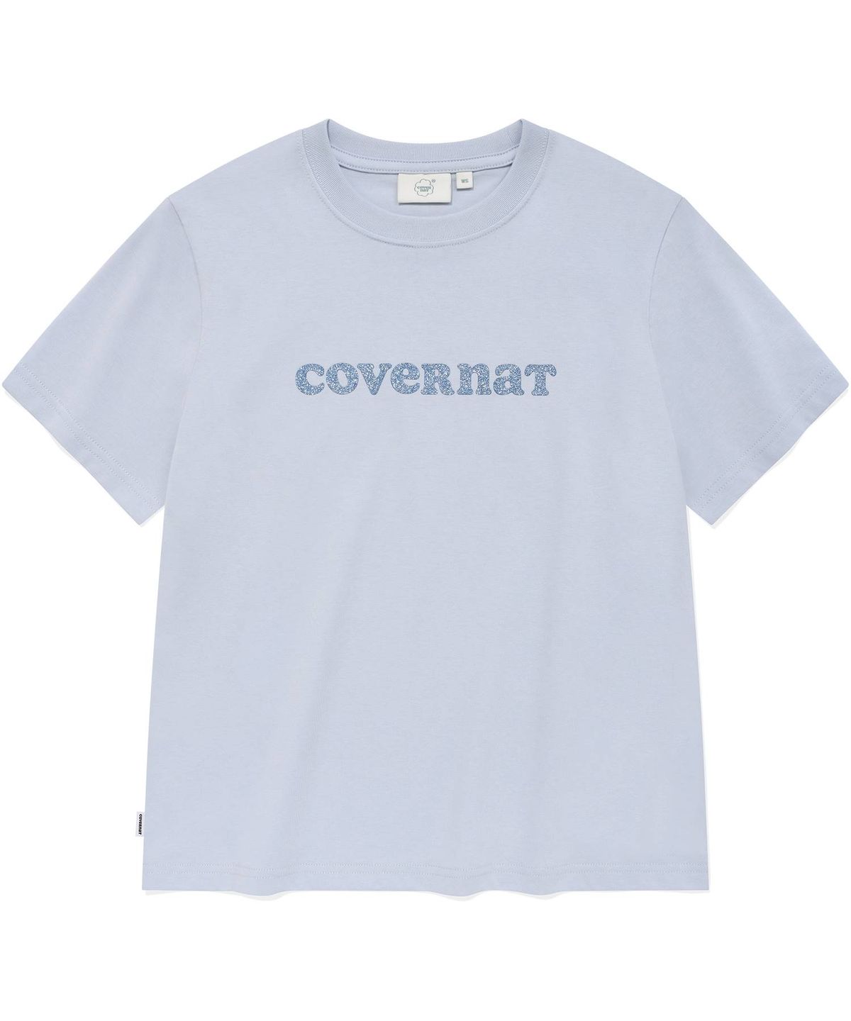 커버낫 우먼(COVERNAT WOMAN) 우먼 레귤러핏 글리터 쿠퍼 로고 티셔츠 Light Blue