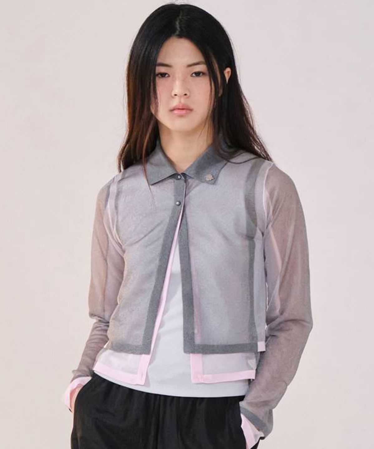 커버낫 우먼(COVERNAT WOMAN) 우먼 레이어드 카라 니트 가디건 Light Pink
