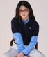 우먼 베이직 와플 카라 니트 Navy