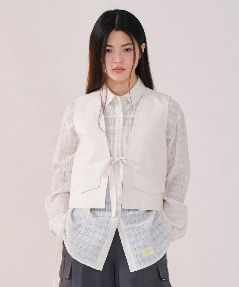 우먼 레이스업 베스트 Ivory