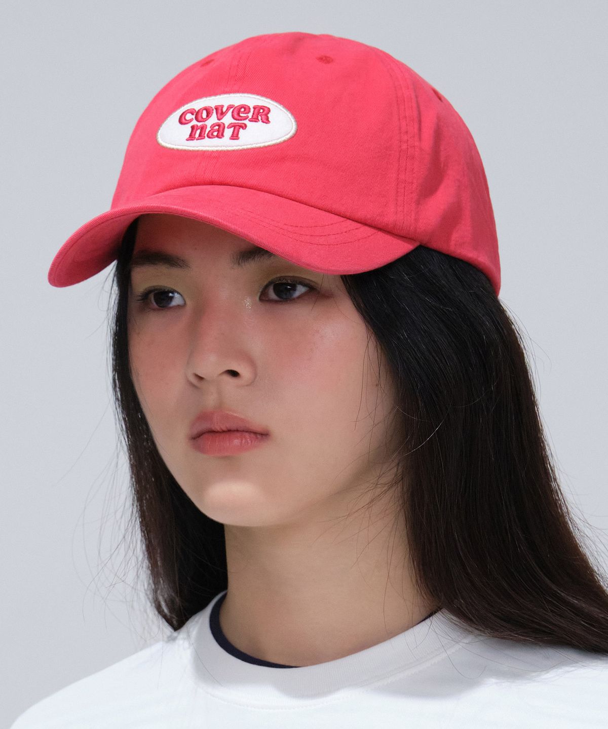 커버낫 우먼(COVERNAT WOMAN) 클로버하트 쿠퍼로고 와펜 볼캡 Red