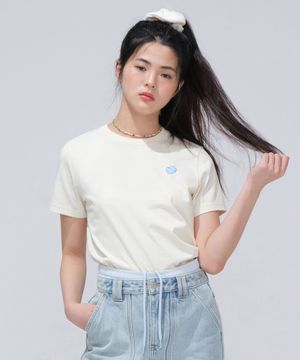 우먼 스몰 클로버하트 티셔츠 Cream