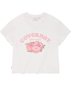 우먼 크롭 프루트 티셔츠 White