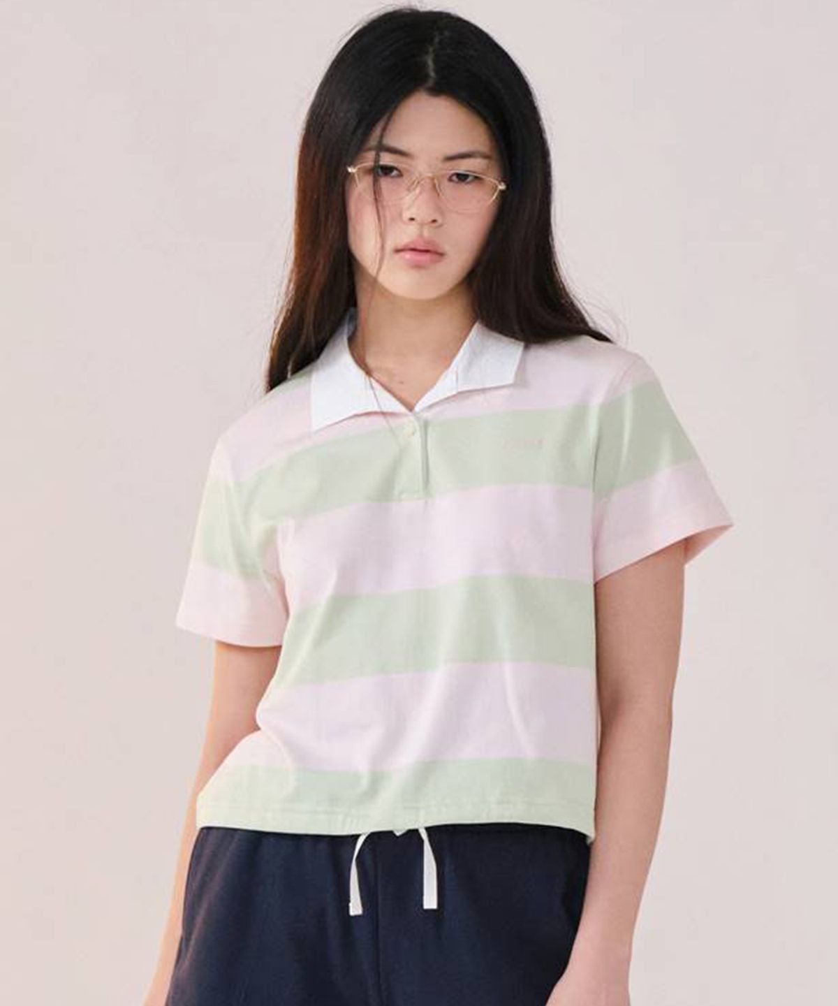 커버낫 우먼(COVERNAT WOMAN) 우먼 크롭 럭비 티셔츠 Light Pink