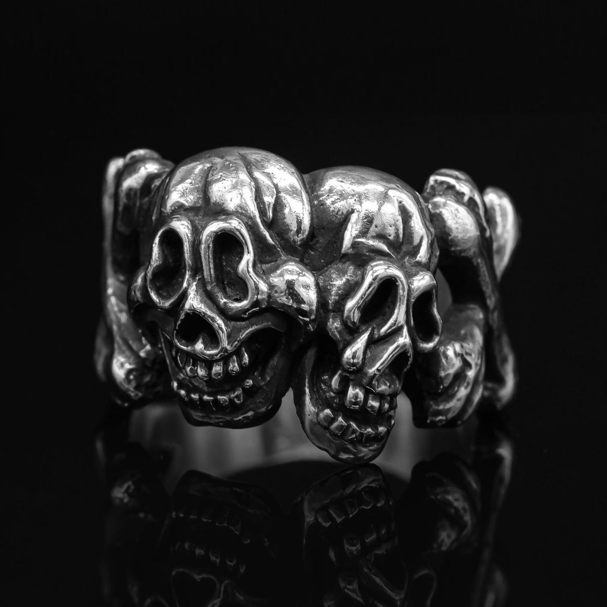 로우하이드(RAWHYDE) Happy Sad Skull Ring