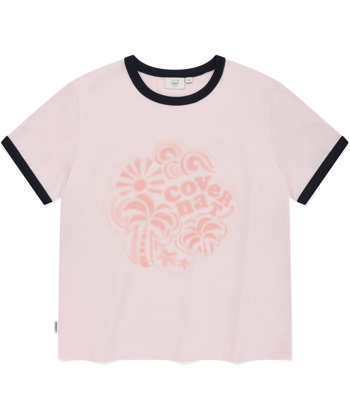 커버낫 우먼(COVERNAT WOMAN) 우먼 클로버하트 링거 티셔츠 Light Pink