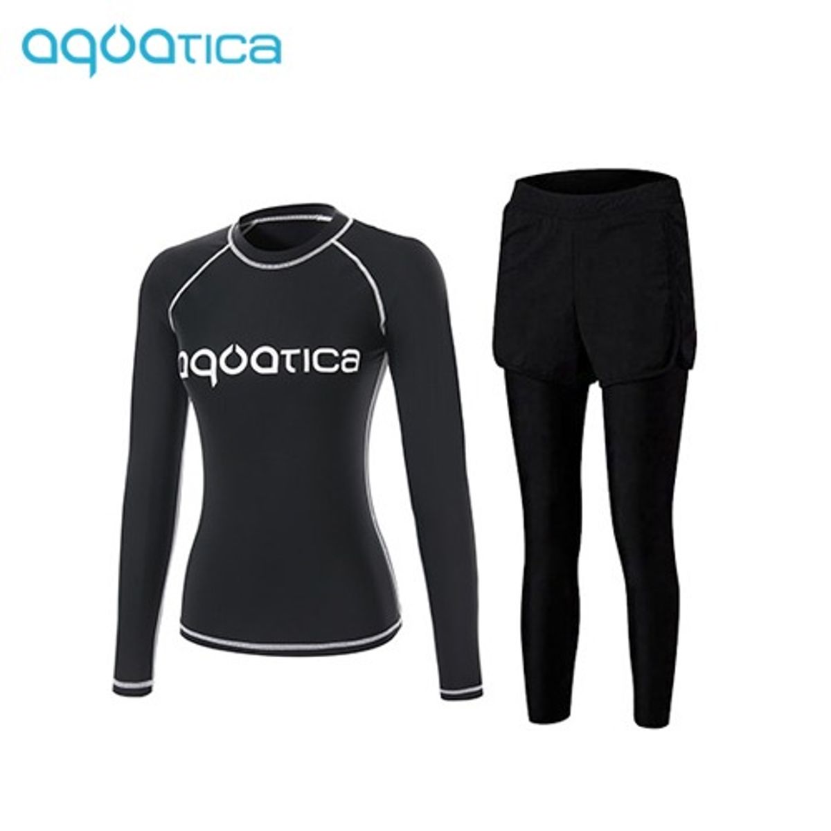 아쿠아티카(AQUATICA) 여성 래쉬가드 AQAWTS23008+WL 레깅스반바지세트