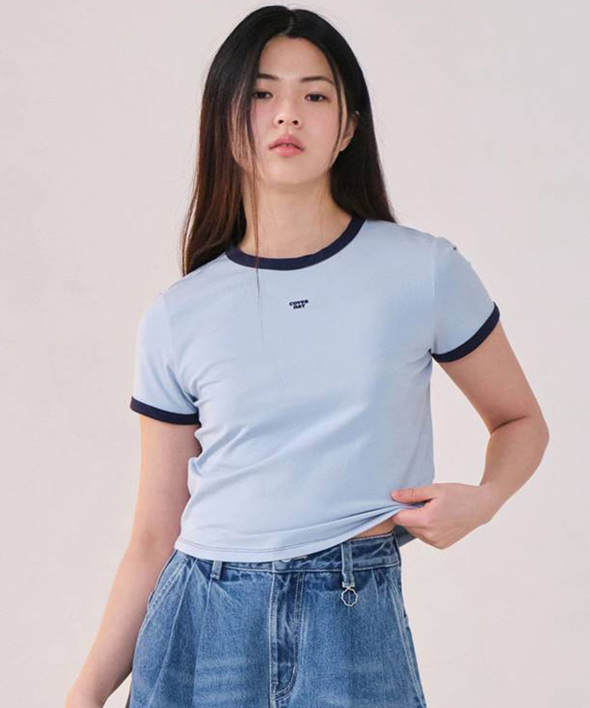커버낫 우먼(COVERNAT WOMAN) 우먼 베이비 링거 티셔츠 Light Blue